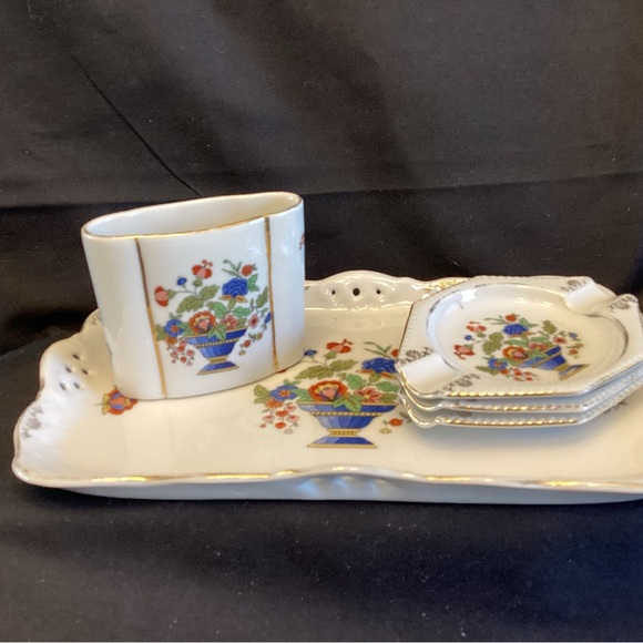 Antique Schwarzenhammer Bavaria set of tray, ashtrays & match holder 1910-1023 - Picture 2 of 11